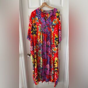 Handmade 70s Floral Patchwork Maxi Dress | Boho Hippie Caftan